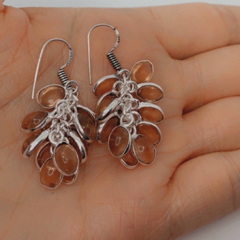 Morganite Sterling Silver Dangle Earrings | Gemstone